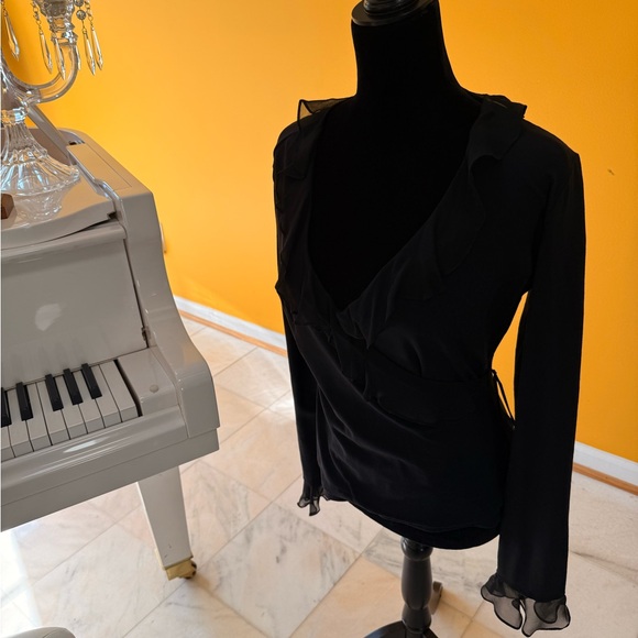 Cache Black Ruffled Blouse - Picture 3 of 9